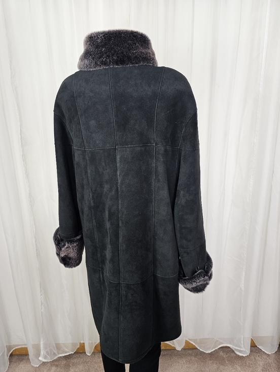 Jekel Vintage Black Sheepskin Suede Shearling Coat with Fur Lining Size 12 - Picture 6 of 12